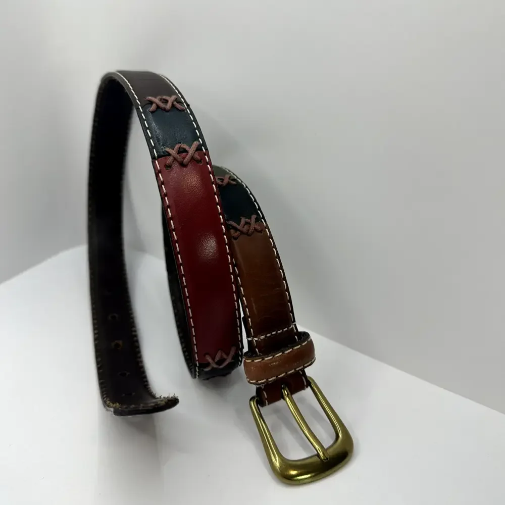 Vintage Relic Womens Belt Patchwork Multicolor Brass Buckle Genuine Leather Med - Picture 4 of 7